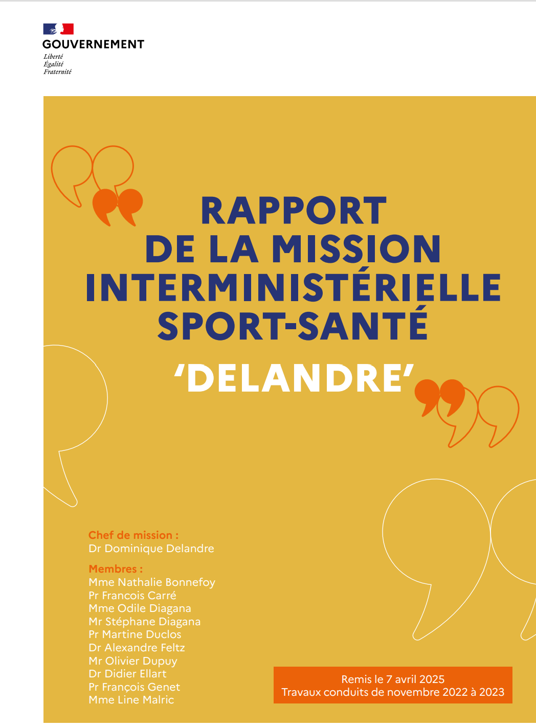 Rapport de la mission interministérielle Sport-Santé DELANDRE
