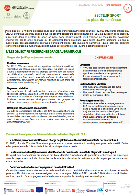 La place du numérique dans le sport  - 2023